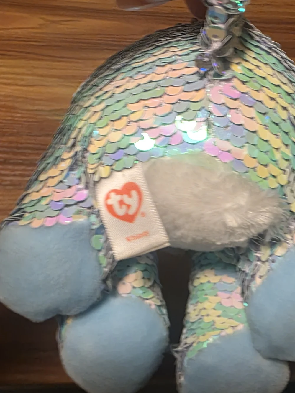 Ty Sequin Cat Plush - Iridescent Pastel with Pink Nose